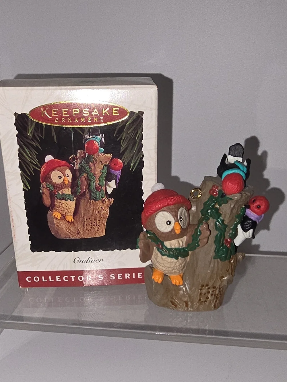 Vintage 1994 Hallmark Keepsake Owliver & Birds Christmas Ornament